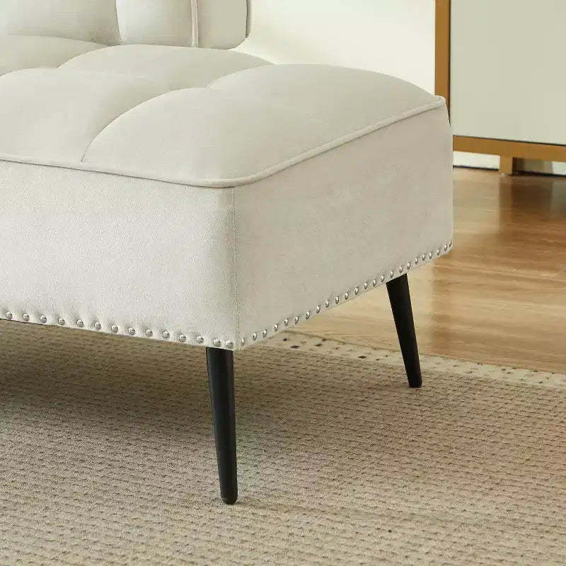 Canapé 2 places en velours de 137 cm avec table d'appoint pivotante et dossier, pour salon ou chambre à coucher