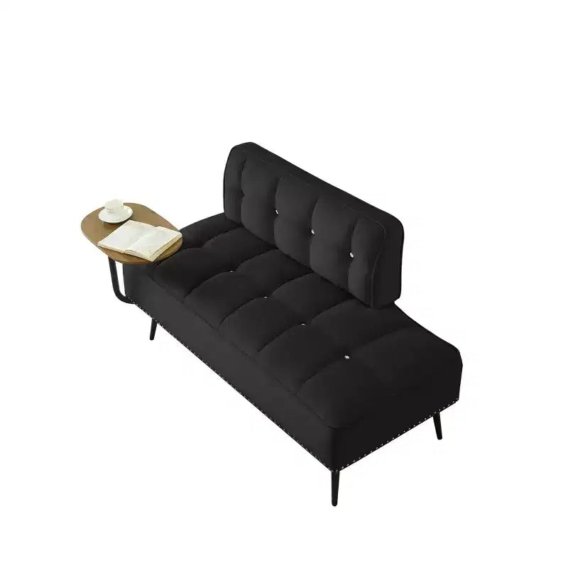 Canapé 2 places en velours de 137 cm avec table d'appoint pivotante et dossier, pour salon ou chambre à coucher