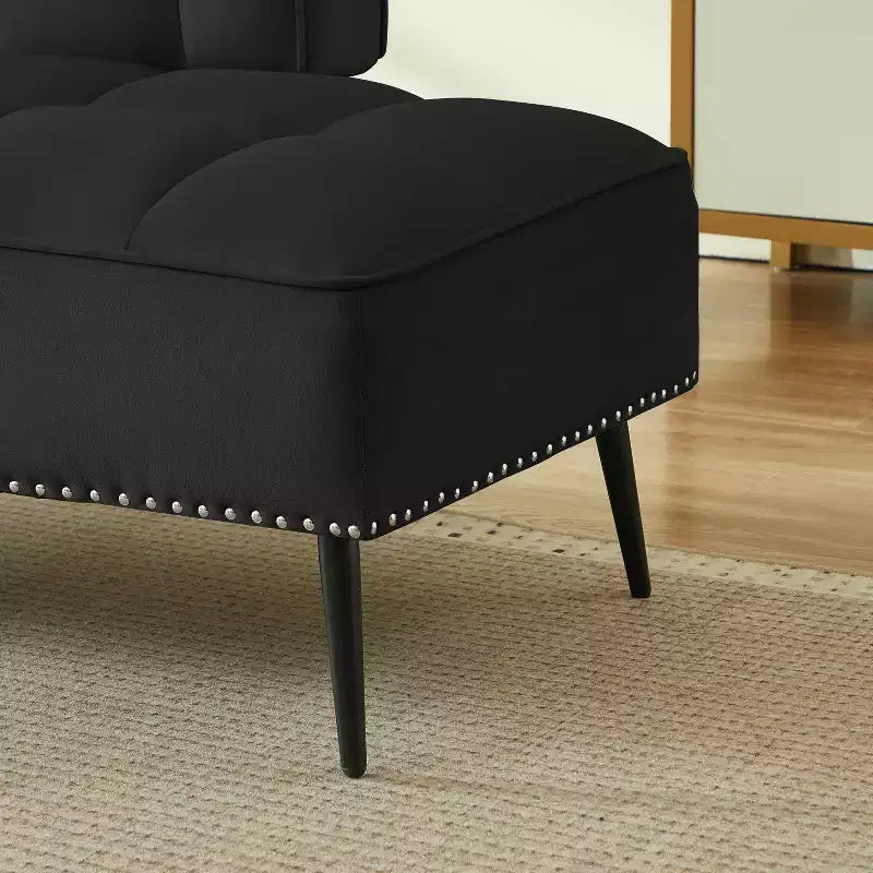 Canapé 2 places en velours de 137 cm avec table d'appoint pivotante et dossier, pour salon ou chambre à coucher