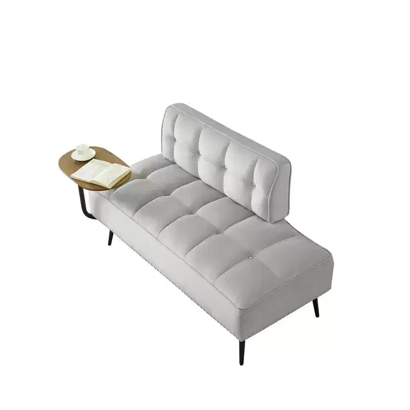Canapé 2 places en velours de 137 cm avec table d'appoint pivotante et dossier, pour salon ou chambre à coucher