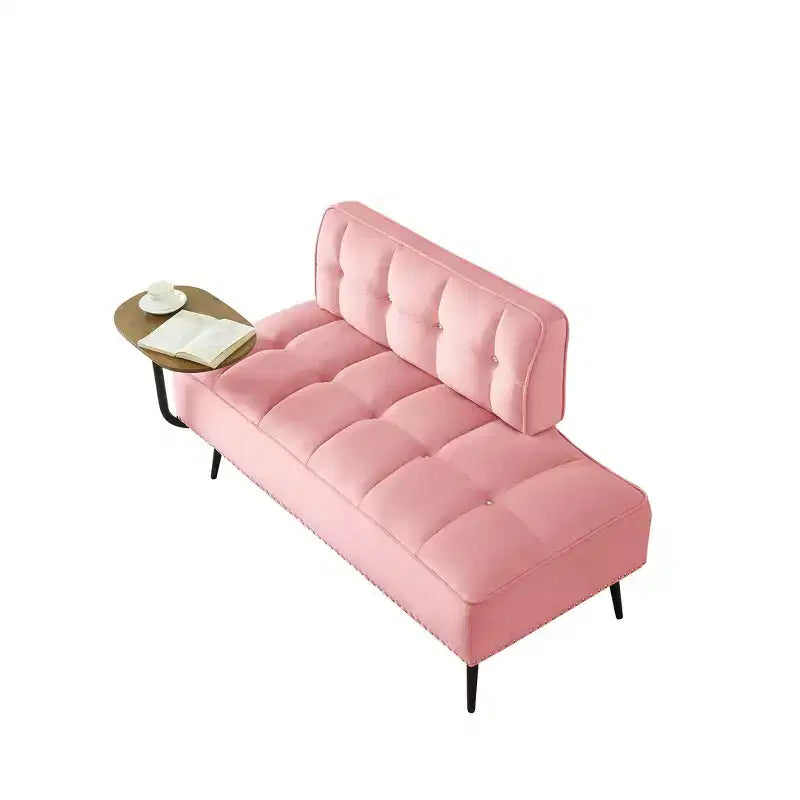 Canapé 2 places en velours de 137 cm avec table d'appoint pivotante et dossier, pour salon ou chambre à coucher