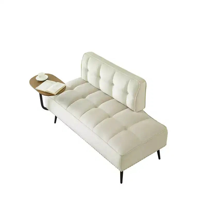 Canapé 2 places en velours de 137 cm avec table d'appoint pivotante et dossier, pour salon ou chambre à coucher