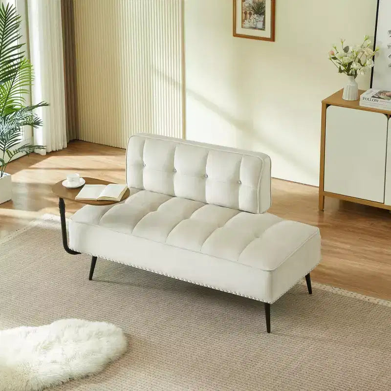 54 Velvet Sofa, Loveseat Sofa with Swivel Side Table & Backrest, 2 Seater Couch for Living Room, Bedroom - ModernLuxe