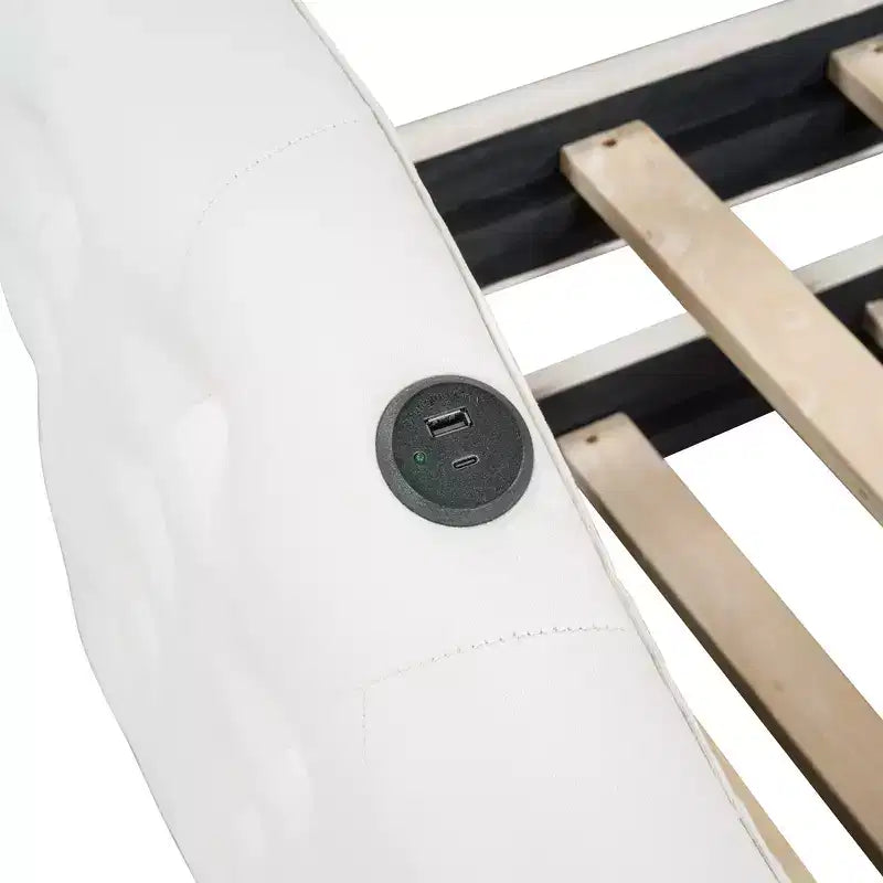 Lit de repos double rembourré avec lit gigogne, canapé-lit en velours avec ports de chargement USB