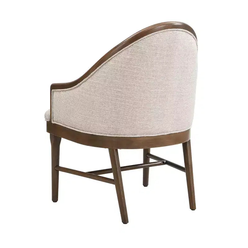 Lot de 2 chaises de salle à manger modernes du milieu du siècle, fauteuils courbés rembourrés en sergé avec cadre en bois d'hévéa massif, chaises de cuisine d'appoint beiges