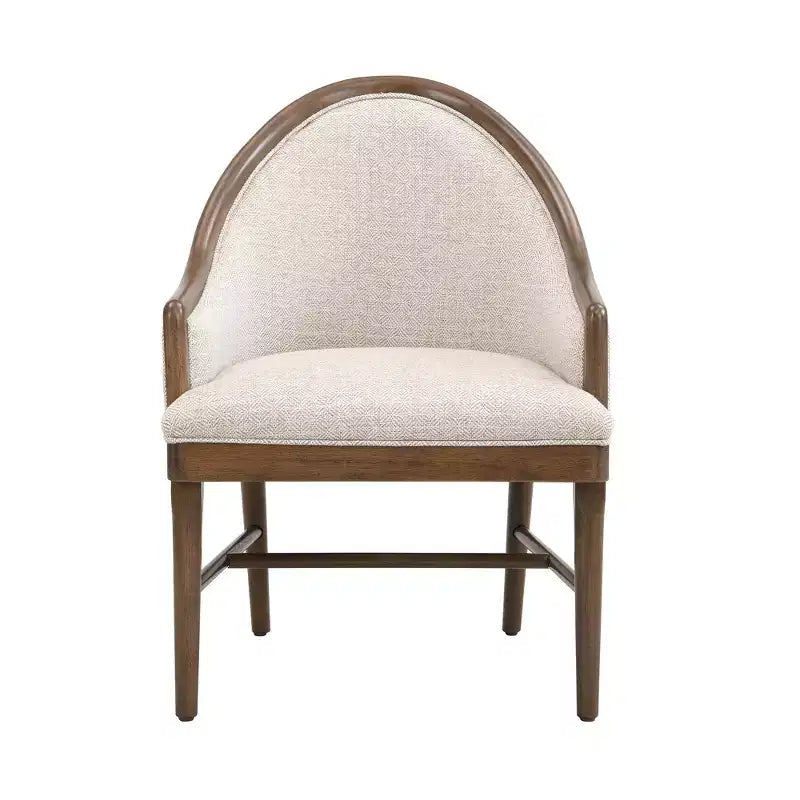 Lot de 2 chaises de salle à manger modernes du milieu du siècle, fauteuils courbés rembourrés en sergé avec cadre en bois d'hévéa massif, chaises de cuisine d'appoint beiges
