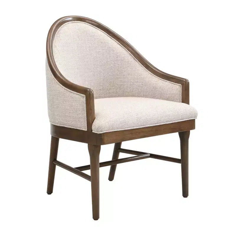 Lot de 2 chaises de salle à manger modernes du milieu du siècle, fauteuils courbés rembourrés en sergé avec cadre en bois d'hévéa massif, chaises de cuisine d'appoint beiges