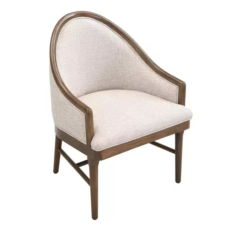 Lot de 2 chaises de salle à manger modernes du milieu du siècle, fauteuils courbés rembourrés en sergé avec cadre en bois d'hévéa massif, chaises de cuisine d'appoint beiges