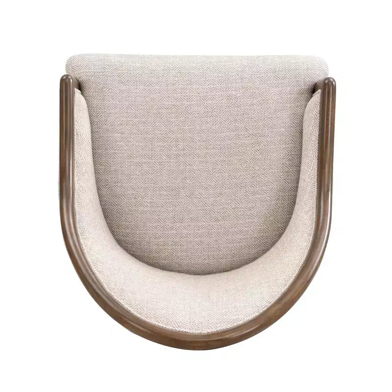 Lot de 2 chaises de salle à manger modernes du milieu du siècle, fauteuils courbés rembourrés en sergé avec cadre en bois d'hévéa massif, chaises de cuisine d'appoint beiges