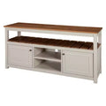 Savannah Cabinet Natural Top Wood TV Stand for TVs up to 64" Ivory - Alaterre Furniture