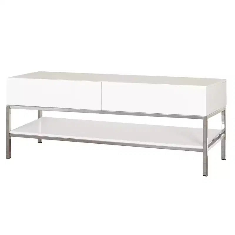 Buylateral Lewis Modern TV Stand for TVs up to 60" White: Modern Media Console with Metal Base & Storage Drawer