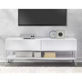 Meuble TV moderne pour téléviseurs jusqu'à 60" Blanc | Console média avec base en métal et tiroirs de rangement