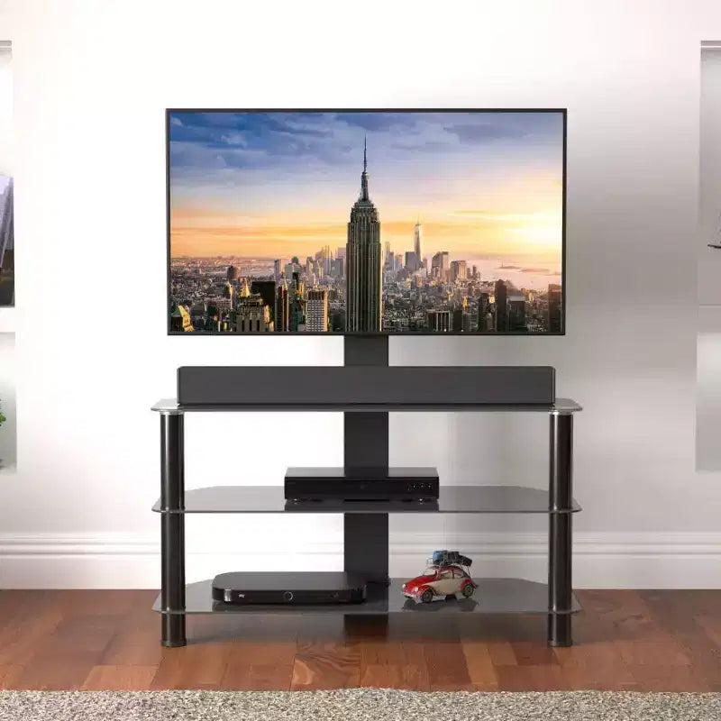 Meuble TV pour téléviseurs jusqu'à 60" avec support TV noir