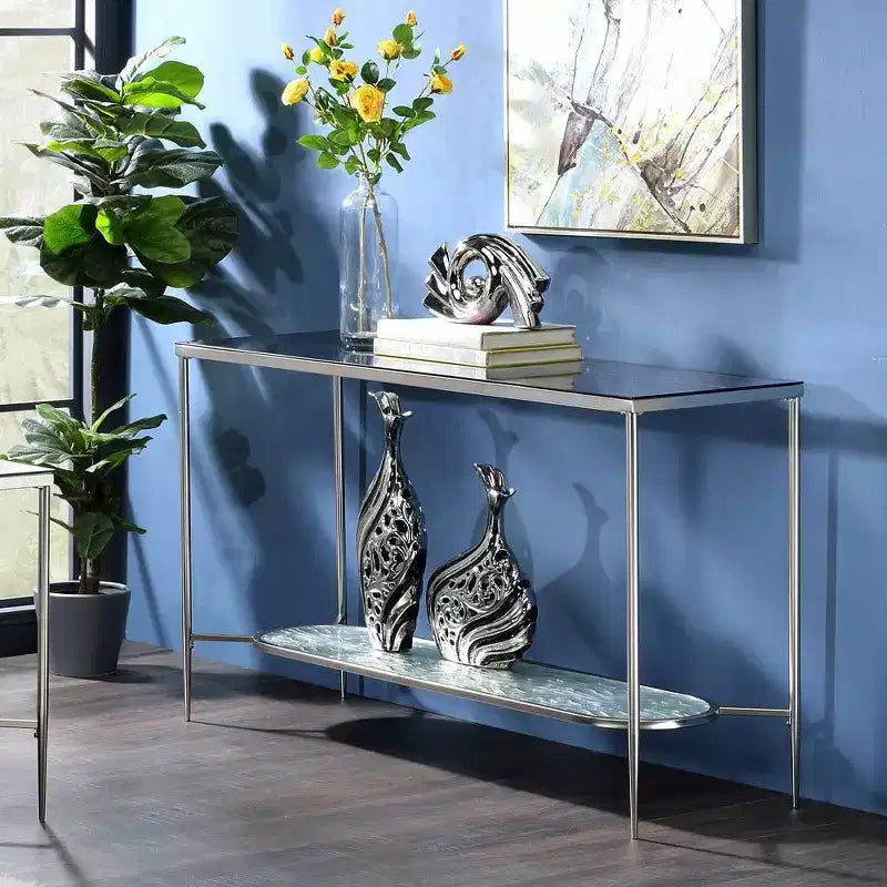 Console en verre avec finition chromée