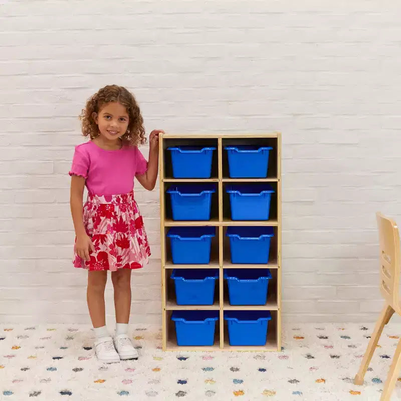 Armoire à 10 casiers avec bacs à façade incurvée, 5x2, Meubles pour enfants