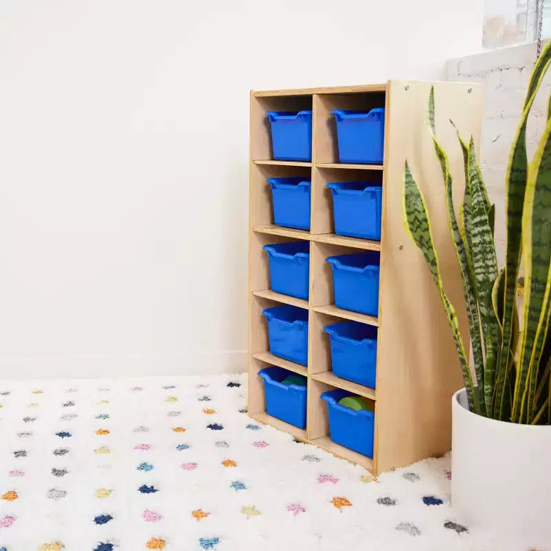 Armoire à 10 casiers avec bacs à façade incurvée, 5x2, Meubles pour enfants