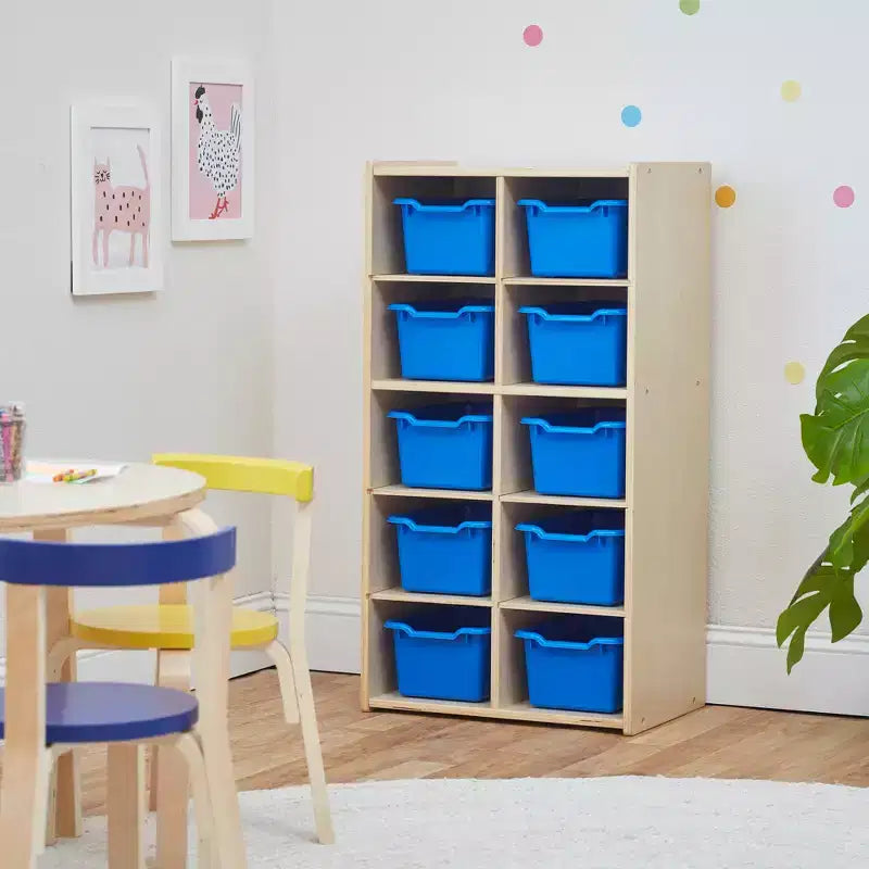 Armoire à 10 casiers avec bacs à façade incurvée, 5x2, Meubles pour enfants