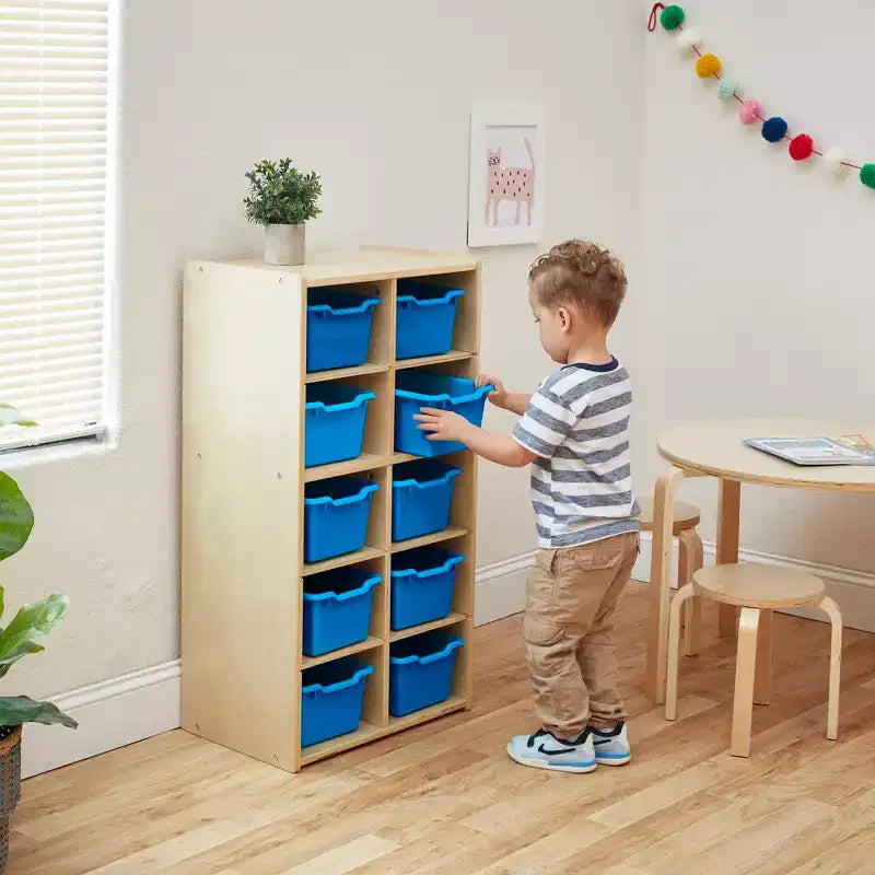 Armoire à 10 casiers avec bacs à façade incurvée, 5x2, Meubles pour enfants