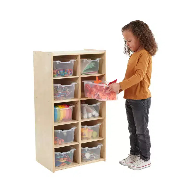 Armoire à 10 casiers avec bacs à façade incurvée, 5x2, Meubles pour enfants