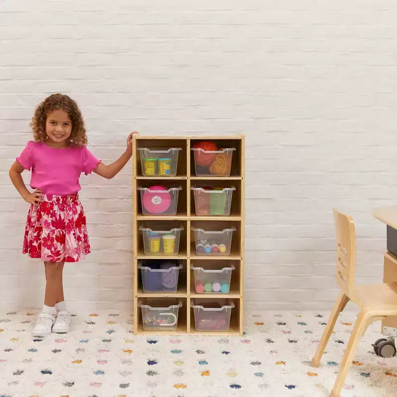 Armoire à 10 casiers avec bacs à façade incurvée, 5x2, Meubles pour enfants