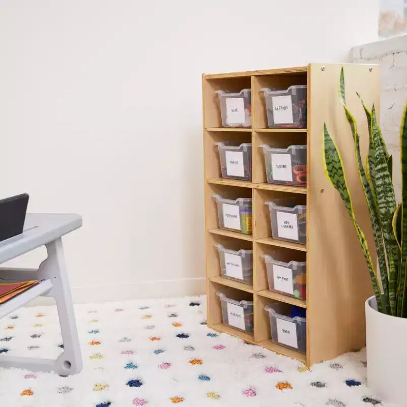Armoire à 10 casiers avec bacs à façade incurvée, 5x2, Meubles pour enfants