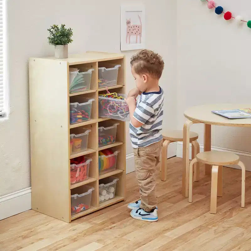 Armoire à 10 casiers avec bacs à façade incurvée, 5x2, Meubles pour enfants