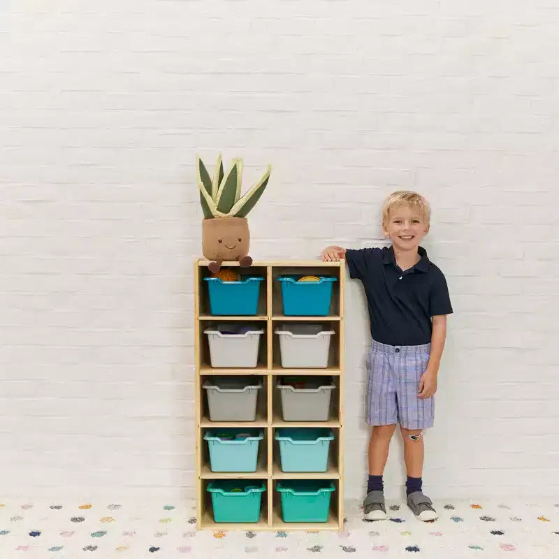 Armoire à 10 casiers avec bacs à façade incurvée, 5x2, Meubles pour enfants