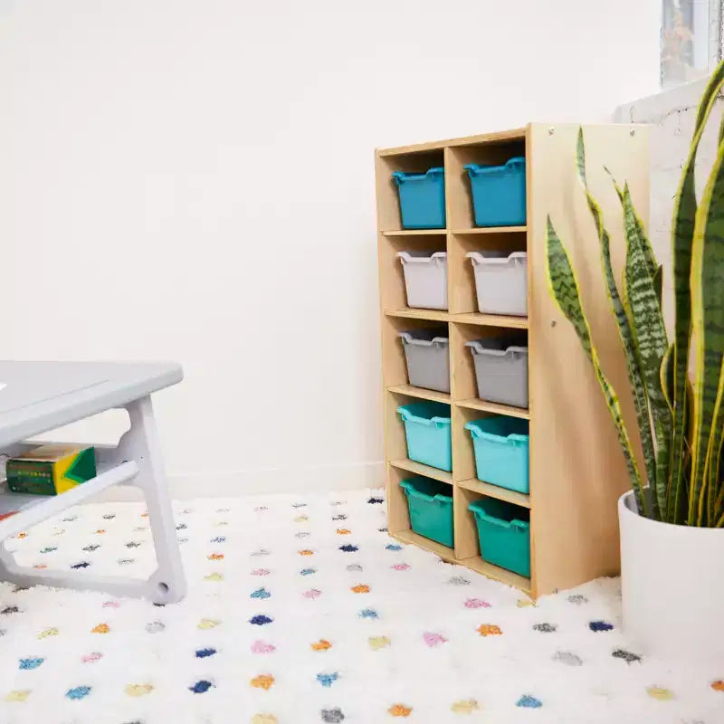 Armoire à 10 casiers avec bacs à façade incurvée, 5x2, Meubles pour enfants
