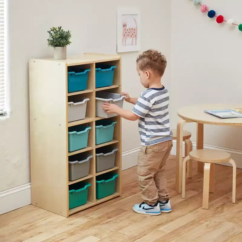 Armoire à 10 casiers avec bacs à façade incurvée, 5x2, Meubles pour enfants