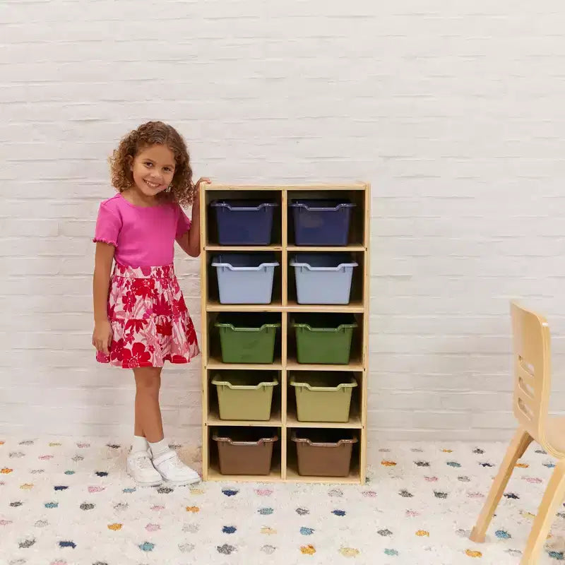 Armoire à 10 casiers avec bacs à façade incurvée, 5x2, Meubles pour enfants