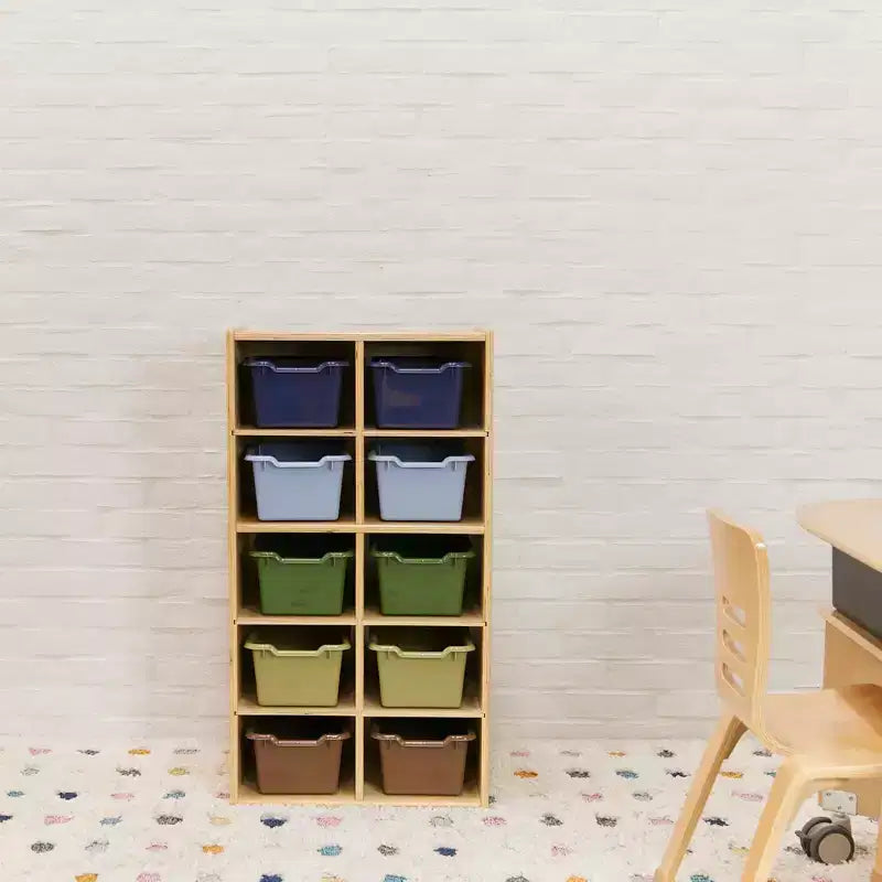 Armoire à 10 casiers avec bacs à façade incurvée, 5x2, Meubles pour enfants