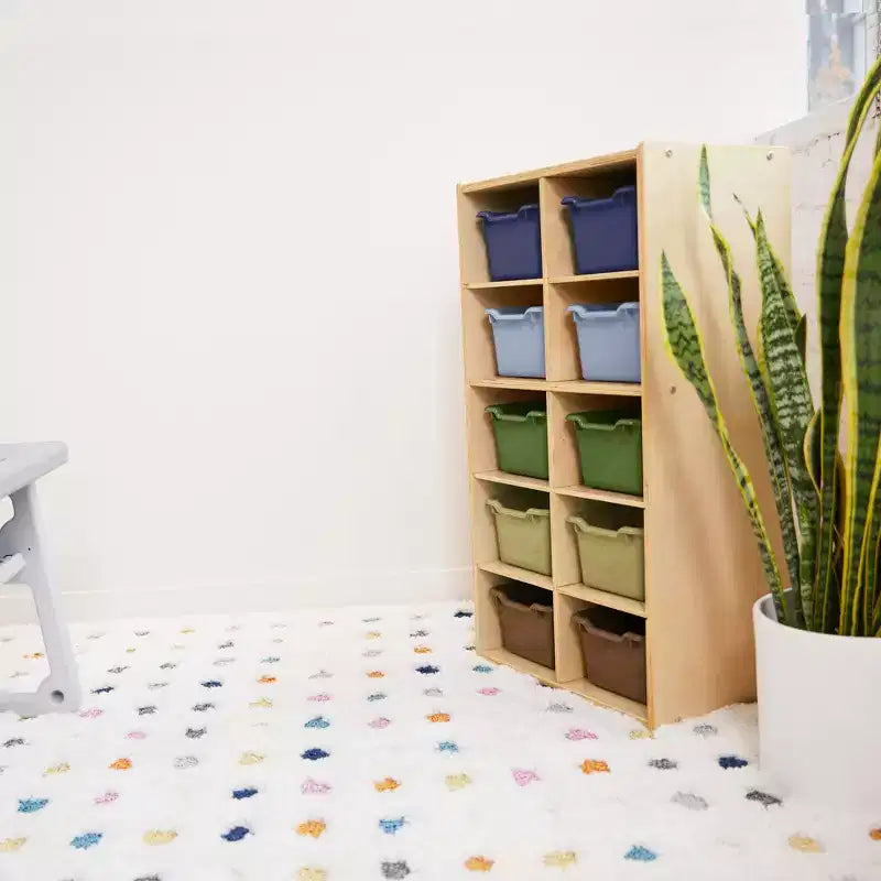 Armoire à 10 casiers avec bacs à façade incurvée, 5x2, Meubles pour enfants