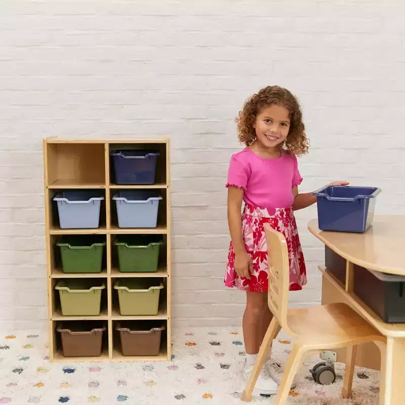 Armoire à 10 casiers avec bacs à façade incurvée, 5x2, Meubles pour enfants