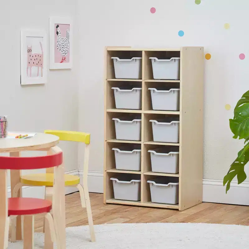 Armoire à 10 casiers avec bacs à façade incurvée, 5x2, Meubles pour enfants