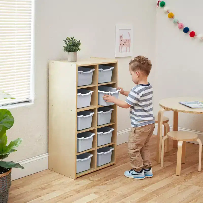 Armoire à 10 casiers avec bacs à façade incurvée, 5x2, Meubles pour enfants