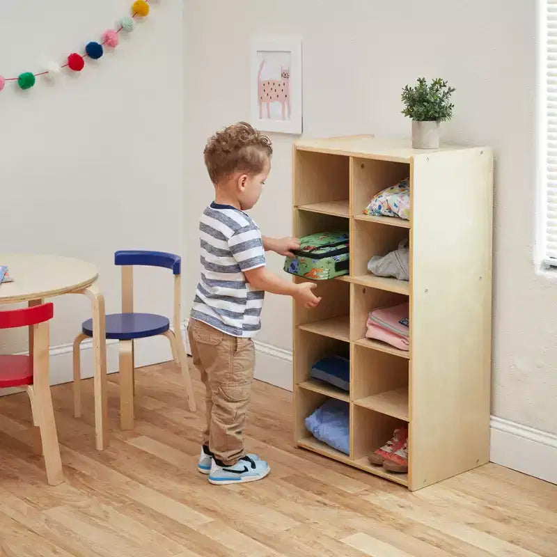 Armoire à 10 casiers avec bacs à façade incurvée, 5x2, Meubles pour enfants