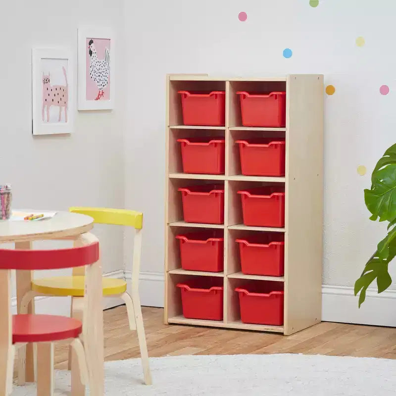 Armoire à 10 casiers avec bacs à façade incurvée, 5x2, Meubles pour enfants