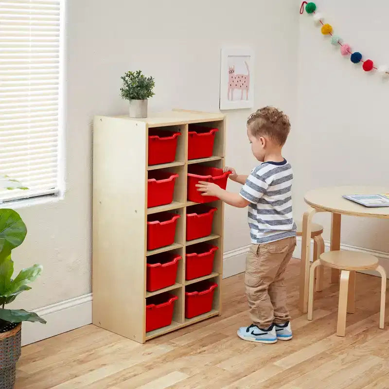 Armoire à 10 casiers avec bacs à façade incurvée, 5x2, Meubles pour enfants