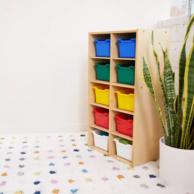 Armoire à 10 casiers avec bacs à façade incurvée, 5x2, Meubles pour enfants