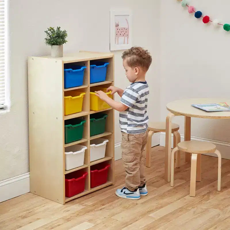 Armoire à 10 casiers avec bacs à façade incurvée, 5x2, Meubles pour enfants