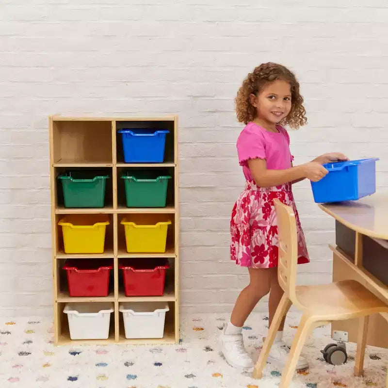 Armoire à 10 casiers avec bacs à façade incurvée, 5x2, Meubles pour enfants