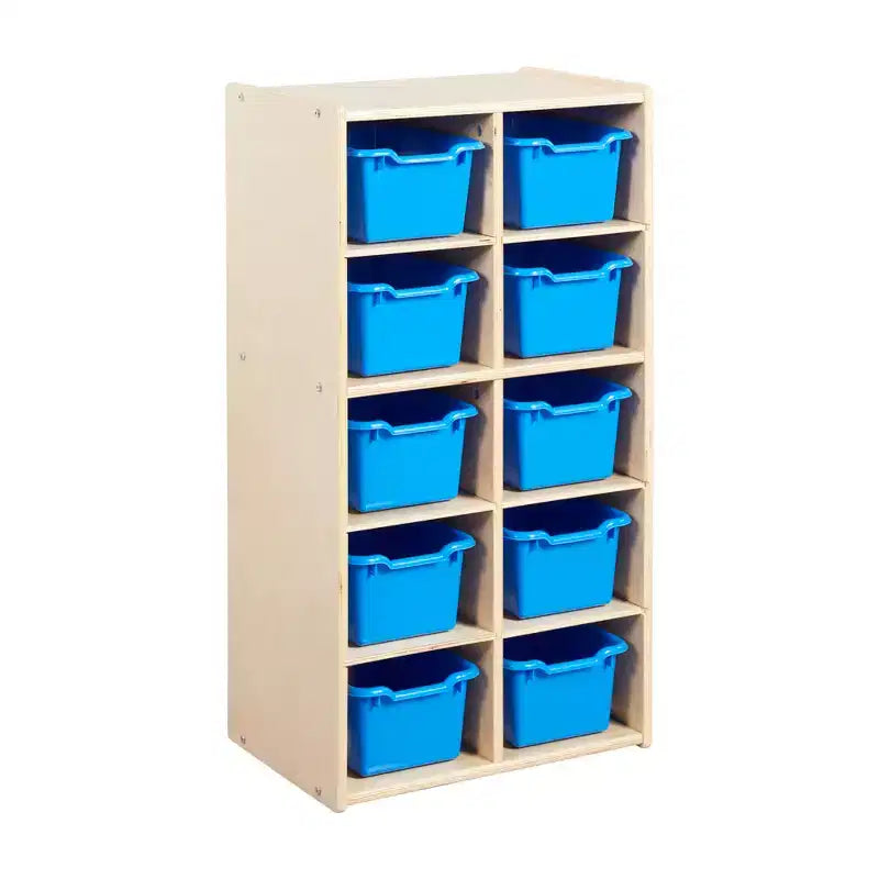 Armoire à 10 casiers avec bacs à façade incurvée, 5x2, Meubles pour enfants