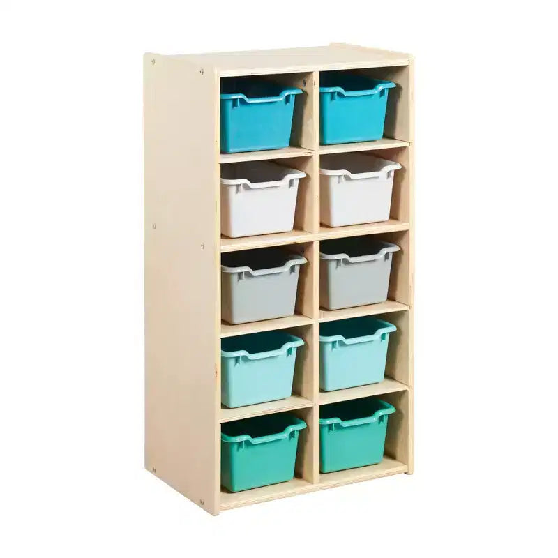 Armoire à 10 casiers avec bacs à façade incurvée, 5x2, Meubles pour enfants