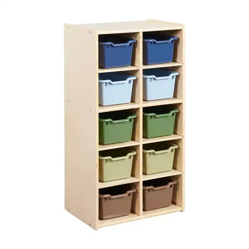 Armoire à 10 casiers avec bacs à façade incurvée, 5x2, Meubles pour enfants