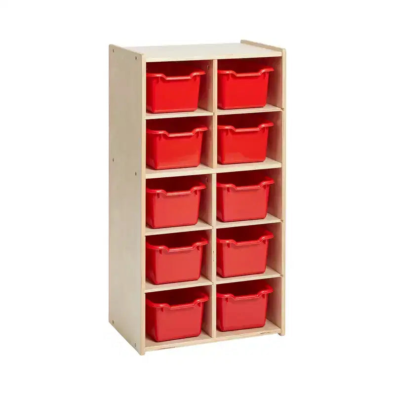 Armoire à 10 casiers avec bacs à façade incurvée, 5x2, Meubles pour enfants