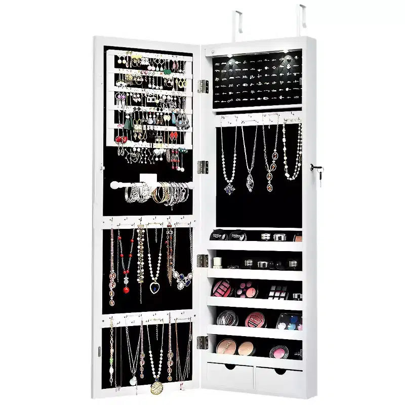 Armoire à Bijoux Miroir avec Miroir Intégral et Lumières LED