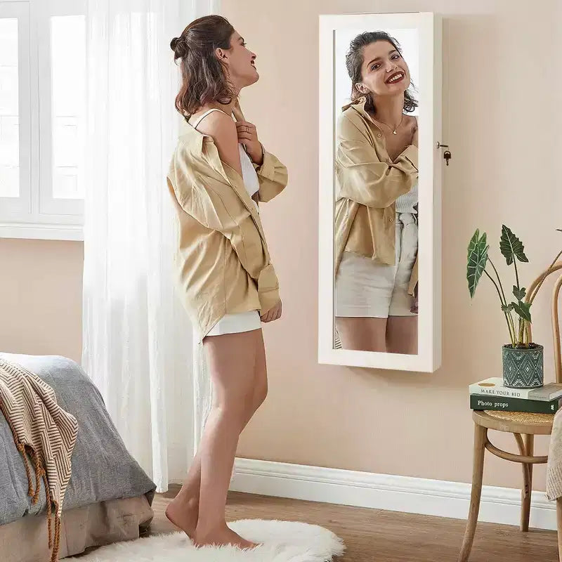 Armoire à Bijoux Miroir avec Miroir Intégral et Lumières LED
