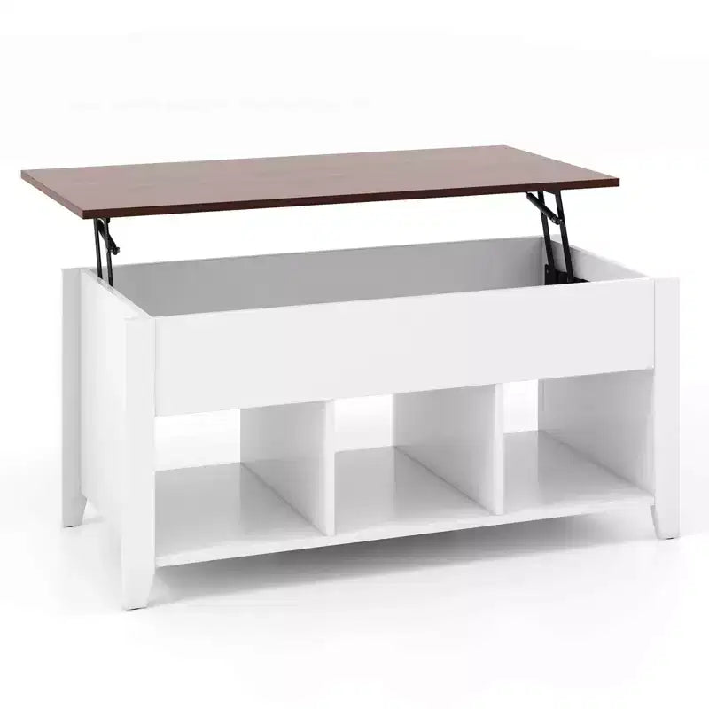 Table basse relevable avec compartiment de rangement caché et étagères