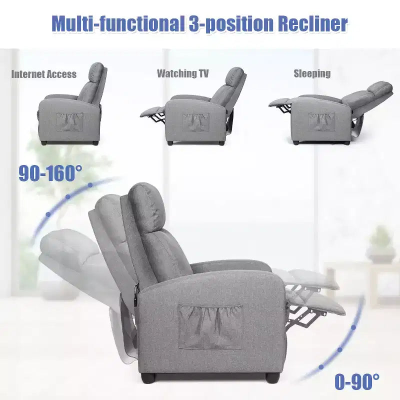 Fauteuil de massage inclinable, canapé simple ergonomique réglable avec assise rembourrée