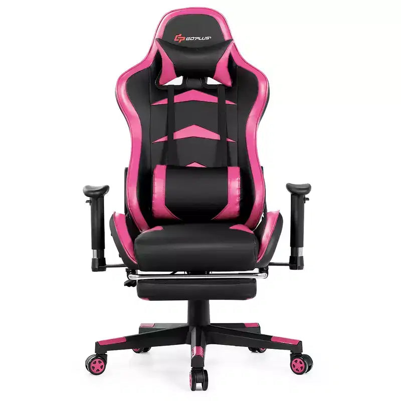 Fauteuil de bureau gaming inclinable et pivotant avec repose-pieds et fonction massage